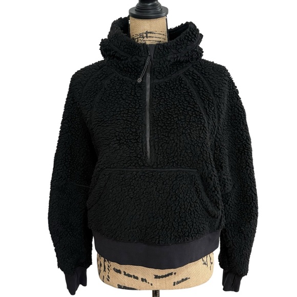 Lululemon Scuba Oversized Sherpa 1/2 Zip Pullover Black Hooded Size XS/Small - Picture 2 of 9
